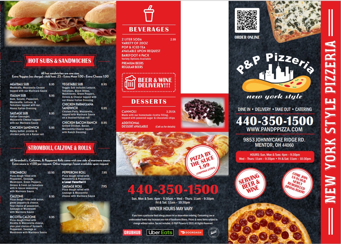 Menu P & P New York Style Pizza (Mentor)-2
